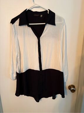 FYLO Black & White Colorblock Button-Down Shirt